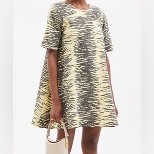 Ganni Zebra Print Mini Dress in Black and Yellow